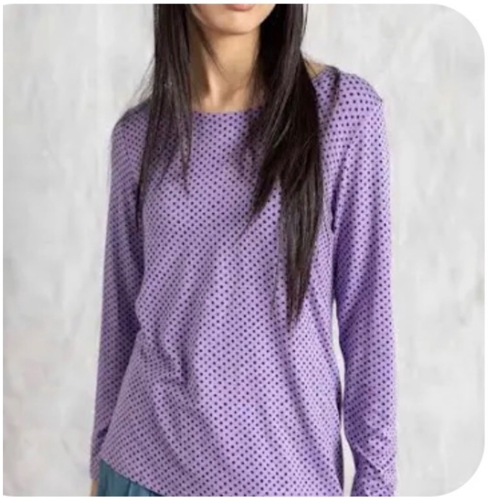 Gudrun Sjoden Polka dot long sleeve Lyocell /Elastane Top sz M EXCELLENT!